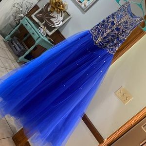 Girls Cobalt Blue Pageant Dress, Size 16